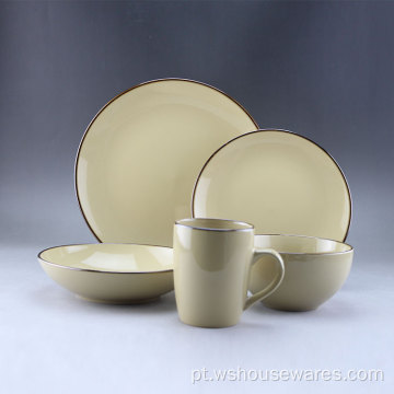 Hot Sale Stock Hotel Round Round Ceramic Dinnerware Conjunto